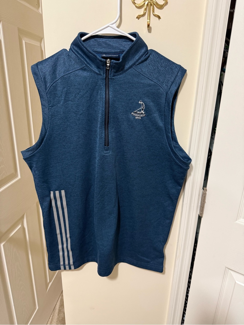 adidas Navy Sleeveless Golf Vest With Pinehurst Logo